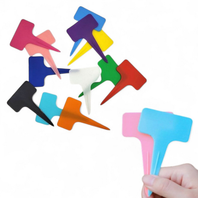 원예 식물 화분 나무 이름표 T자형 텃밭 네임텍 식물팻말, 옐로우