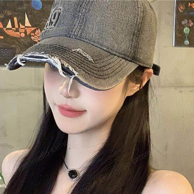 cammello 빈티지 워싱 데미지 PARIS 데님 볼캡 얼굴 작아보이는 남녀공용 야구모자