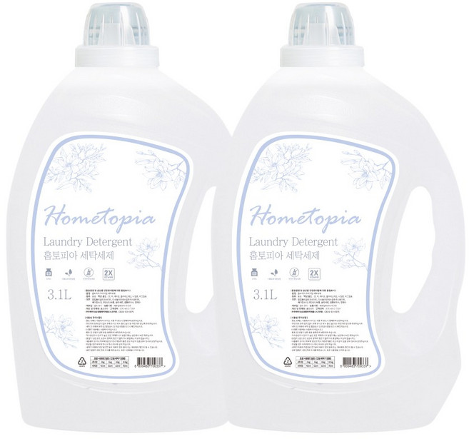 1+1 홈토피아 액체 세탁세제 3.1L 대용량 일반용 드럼용, 2통