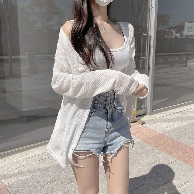 [당일출고/브링썸] 여리여리 루즈핏 라운드넥 버튼 썸머 린넨 시스루 가디건