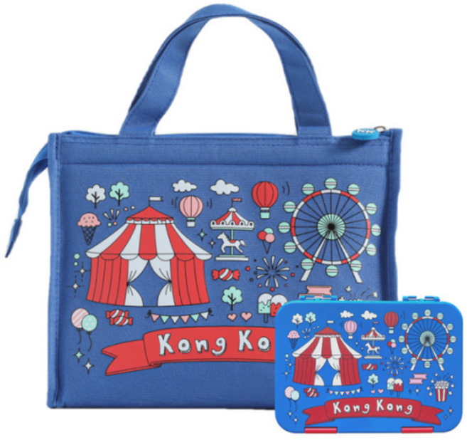 콩콩도시락 미니 그래픽 베이비 그래픽 + 보냉백 세트, 2. 미니 그래픽 블루 + 보냉백, 1개