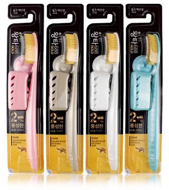 韓國王軟毛牙刷附牙刷盒, 白色, 1個