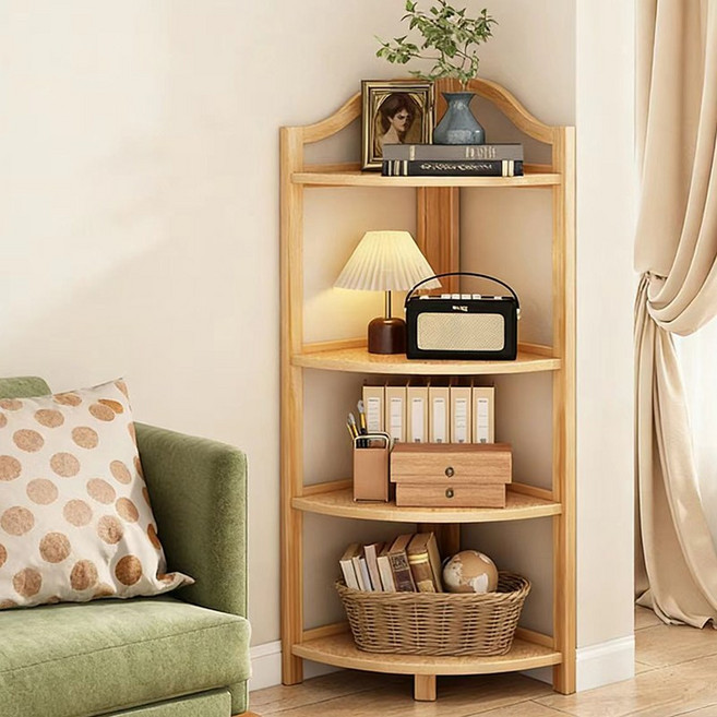 혜신 다용도 코너 선반 모서리 틈새장 수납장 코너장, 4단, 우드