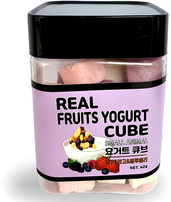 그로비타 소동물 동결건조 과일요거트 큐브 간식 딸기 + 블루베리 + 망고, 42g, 1개