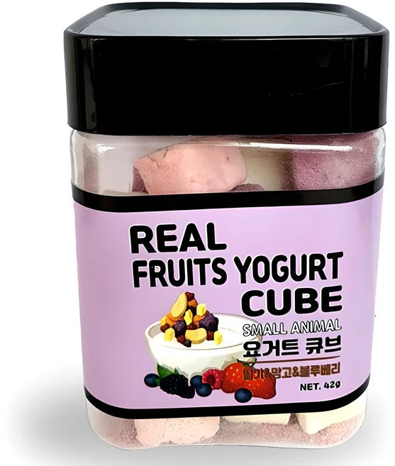 그로비타 소동물 동결건조 과일요거트 큐브 간식 딸기 + 블루베리 + 망고, 42g, 1개 - 쿠팡