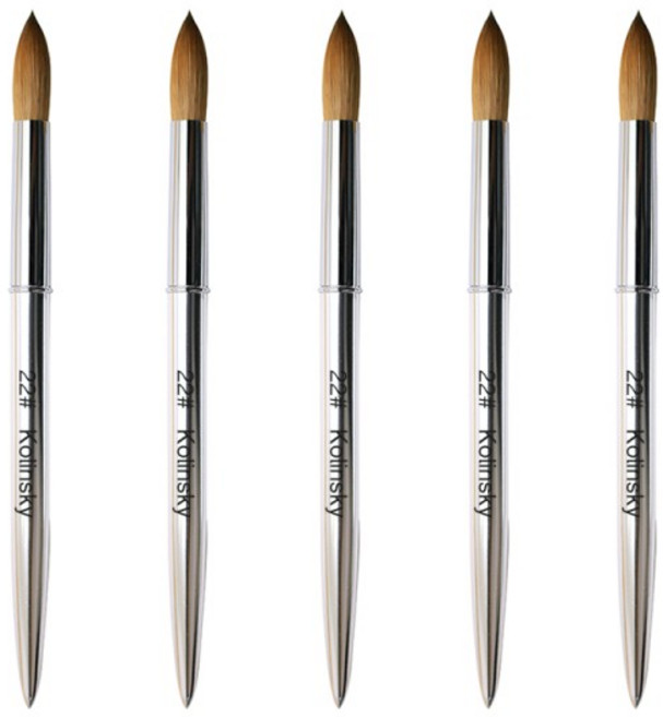 100% Kolinsky 아크릴 네일 브러쉬 라운드 실버 핸들 전문 매니큐어 살롱 품질 폴리쉬 파우더 크기 14 #-20, [05] S20 1pcs 100kolky, 1개