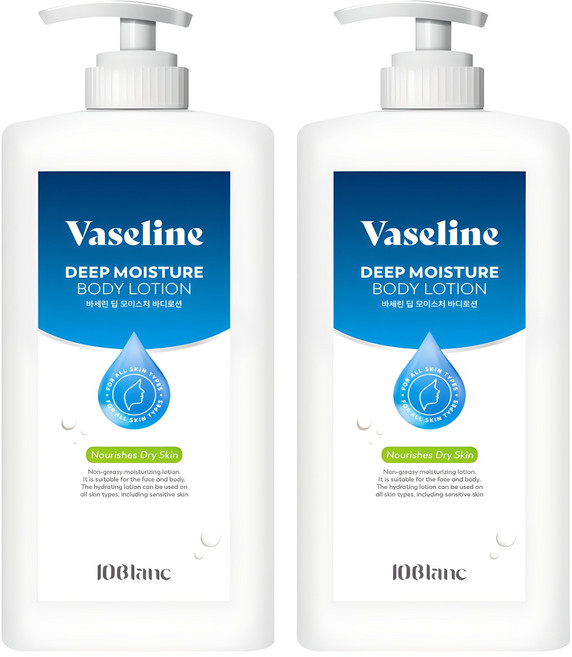 바세린 딥 모이스처 바디로션 대용량 고보습 텐블랑, 2개, 1000ml