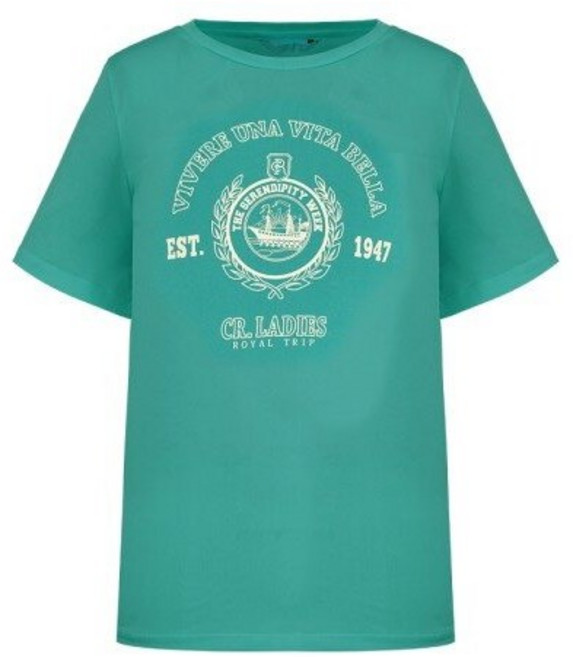 크로커다일레이디 프린트 라운드 반팔 티셔츠 CLEMTS901