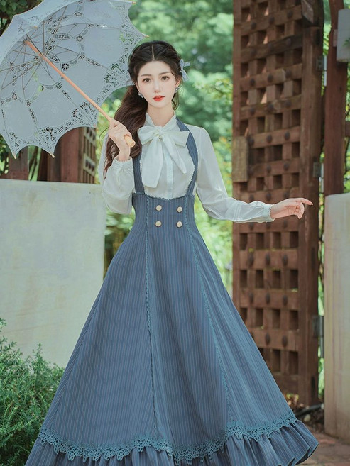 중세드레스 르네상스코스튬 귀족의상 로코코브라우스 빈티지 멜빵 복고풍 공연 코르셋, 크림화이트 셔츠
