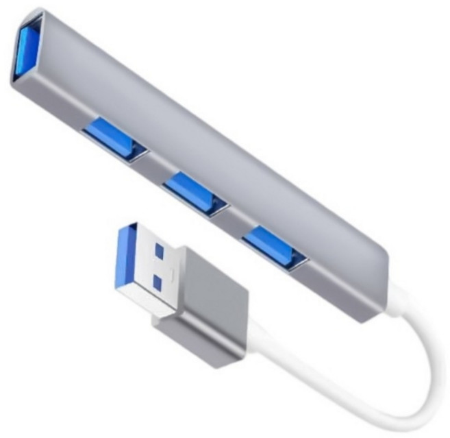 알루미늄 USB C/USB 스플리터 4포트 USB 스플리터 멀티포트 확장 3xUSB2.0+1xUSB3.0 어댑터 PC 키보드 노트북 마우스와 호환됨, Gray, 1개, USB A3.0