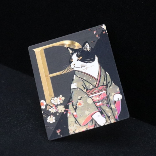 鈦片工坊 和服奶牛貓 賓士貓造型鈦片 偉士牌LOGO, 1個
