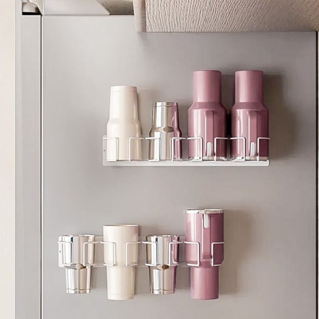 HK sell 컵픽 텀블러랙 텀블러 정리 거치대 무타공 철제 자석, 4칸, 화이트, 1개