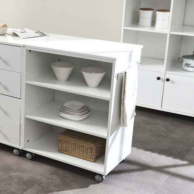 LPM 렌지대 주방 수납장 전자렌지수납 조리대 식탁 아일랜드식탁 그릇장 진열 서랍장 밥솥 밥통 다이 바퀴형 오픈형 이동식 무빙, A형 600오픈조리대, 매플