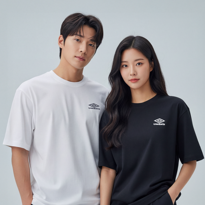 엄브로 반팔티 1+1 남성 여성 세미루즈핏 티셔츠