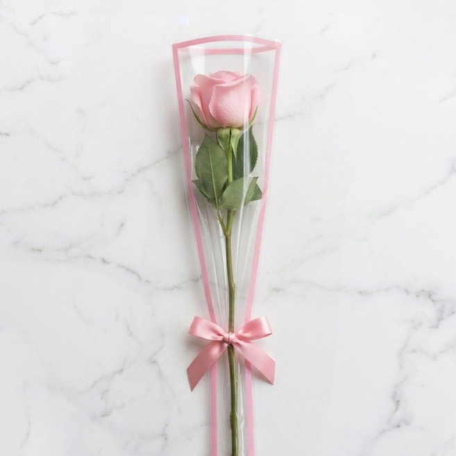 한송이 꽃 포장지 라인포장지, 1개, 핑크