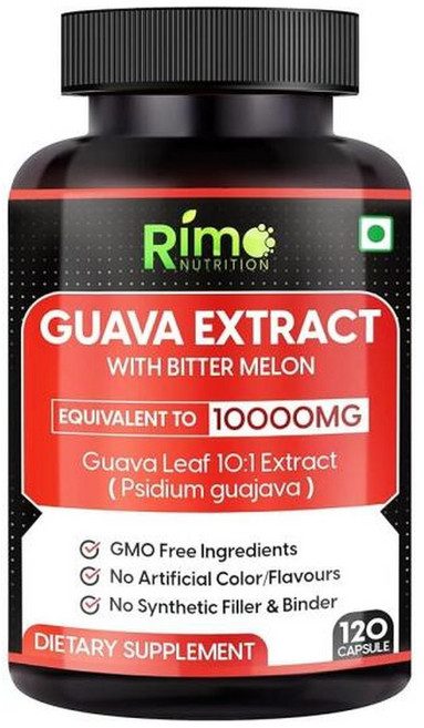 Rimo Nutrition 구아바 잎 추출물 비터 멜론 120개 식물성 캡슐 1회 제공량당 1000mg (120캡슐 구아바), 120정