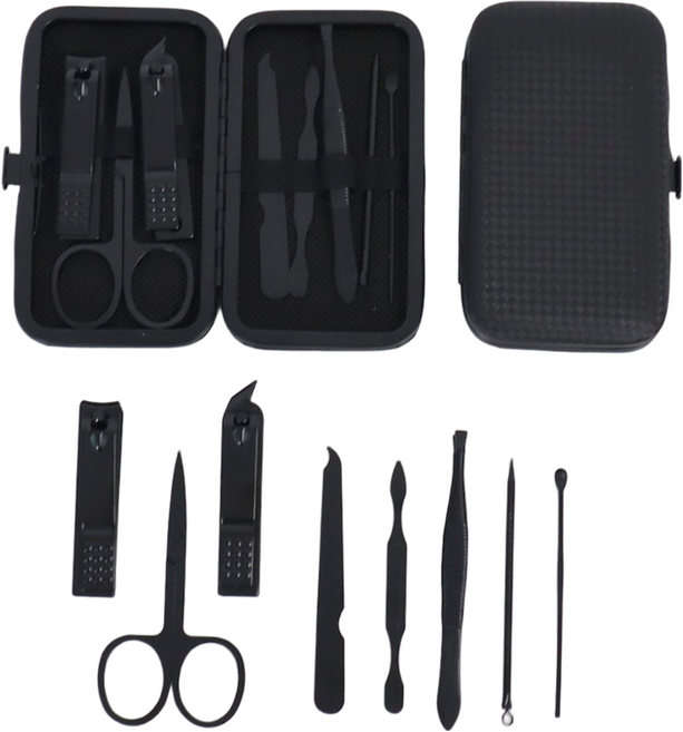 NYLA 손톱깎이 발톱깎이 9종, 1세트, 블랙