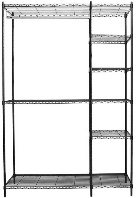 比架王 六分管徑 烤漆六層單桿大衣櫥 贈布套, 黑色+米白色布套, 1個