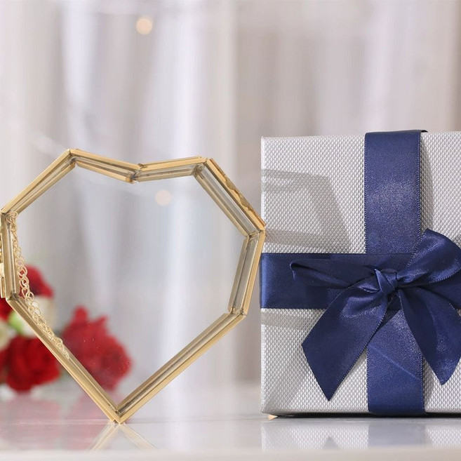 종이학병 화병 선물 디자인 다기능 투명 하트병, 작은 하트병+선물 상자 조명 포함