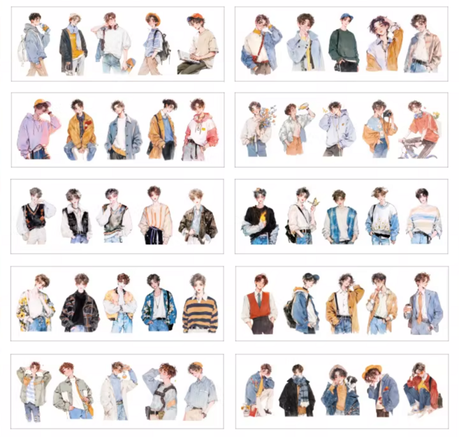 [스티커북] 코디 스타일링 다이어리 기록 다꾸 일러스트 감성 스티커 방수 대용량, 1개, 햇빛