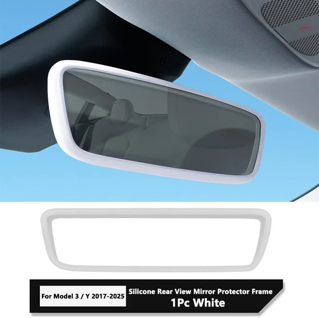 테슬라 모델 Y / 3 실리콘 후면보기 미러 보호기 프레임 백미러 가장자리 보호 커버 자동차 인테리어 액세, 03 White