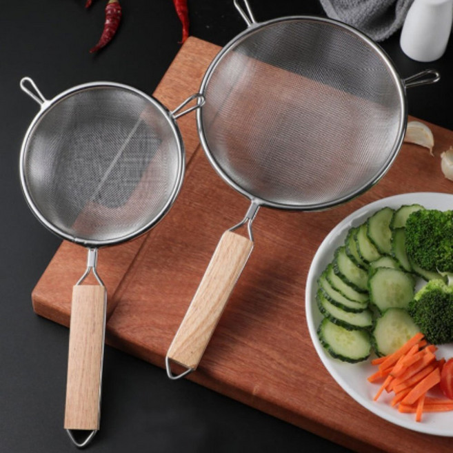 우드손잡이 스텐 채망 주방용 튀김 건지기 육수 거름망, 상세페이지 참조, 1개