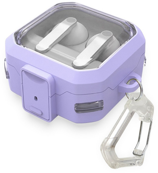 더조은셀러 하이브리드 클릭락 잠금 분실 방지 범퍼 케이스 갤럭시 버즈4 버즈4 프로 호환, 1개, 드림 라벤더, 갤럭시 버즈4/4프로