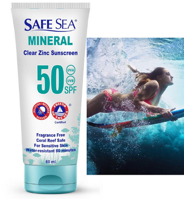 산화아연 자외선 차단제 SPF50 미네랄 페이스 선크림 해파리 쏘임 방지 미국 내수용, 1개, 60ml