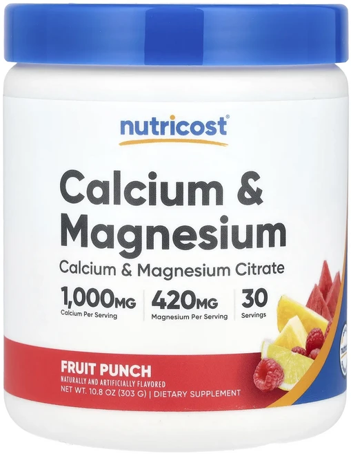 Nutricost 칼슘 및 마그네슘 과일 펀치 303g(10.8oz), Nutricost칼슘및마그네슘과일펀치303g108oz, 303g, 1개 - 쿠팡