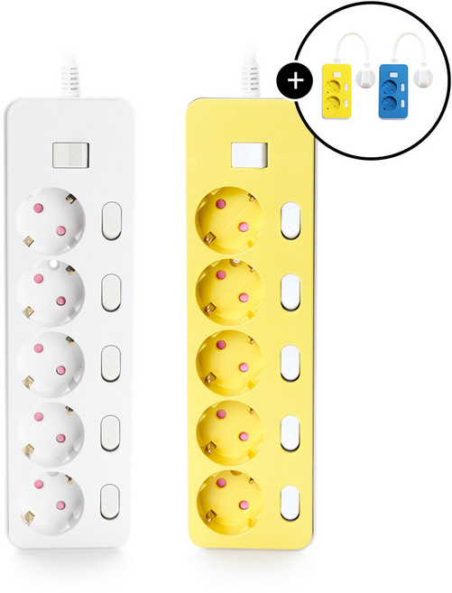 아이정 더좋은 멀티탭 개별 스위치 과부하차단 5구 안전한멀티탭, 1개, 개별 5구 옐로우, 1m