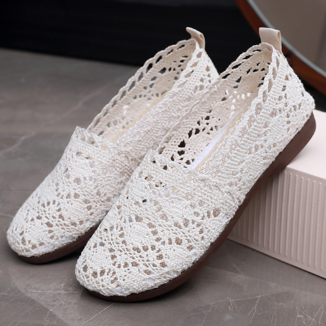 BLTER 여성 여름 니트 스판 망사 샌들 레이스 펀칭 메쉬 슬립온 발편한 미끄럼방지 엄마 신발 컴포트 푹신푹신 가볍고 편한 신발 여성 스니커즈 여성 단화 워킹화X6-A3