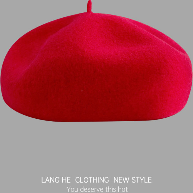 LANG HE CLOTHING 羊毛貝雷帽 小頭圍 韓版時尚文藝復古
