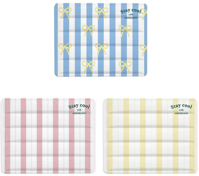 이지레이지 강아지 고양이 스트라이프 여름 쿨매트 중 소 대형견, 핑크, 1개