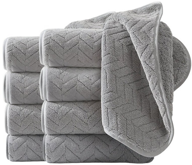 Ahomeone 호텔 수건 코랄플리스 고흡수력 세면타월 먼지없는수건 100g, 라이트 그레이, 10개