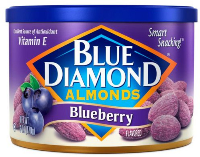 스낵 Blue Diamond Almonds 블루 다이아몬드 아몬드 볼드 엘로테 거리 옥수수 맛 견과류 비변형 코셔 글루텐 무첨가 인공향 없음 휴대용 적당한 크기 점심 및 성인용, 블루베리