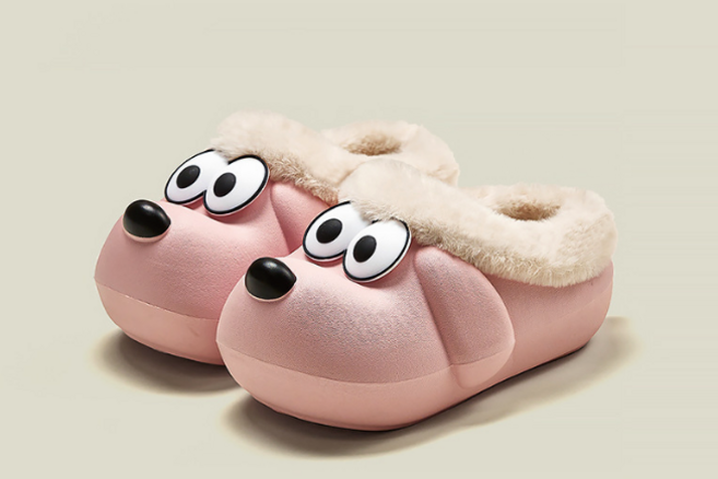 멜앤슈 가족용 EVA 기모 강아지 털실내화 샌들