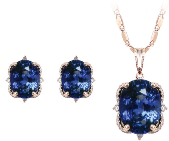 [혜성주얼리] 줄리아 딥블루 사파이어 귀걸이 목걸이 2종