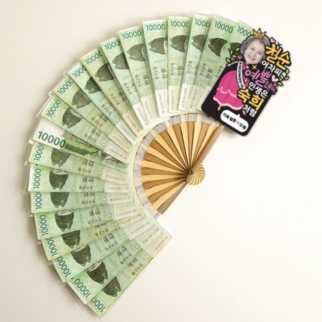 DIY 토포형 얼굴 용돈 부채 생신 선물 현금 부모님 케이크토퍼 DMJ, 예쁠텐데, 구순, 10장 용돈부채 DIY, 1개