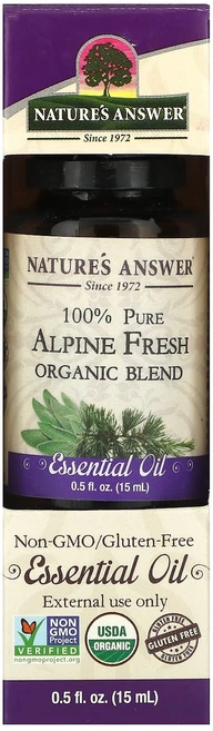 Nature's Answer 유기농 혼합물 에센셜 오일 100% 퓨어 알파인 프레시 15ml(0.5fl oz), NaturesAnswer유기농혼합물에센셜오일100퓨어알, 1개, 15ml - 쿠팡