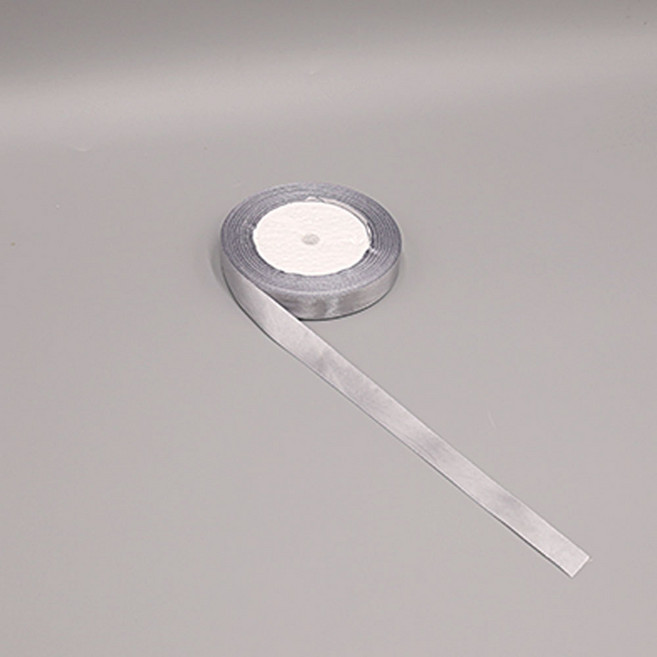 세모쇼핑백 고급 공단리본 꽃집 선물 포장리본 포장끈, 그레이, 1개, 15mm X 22M