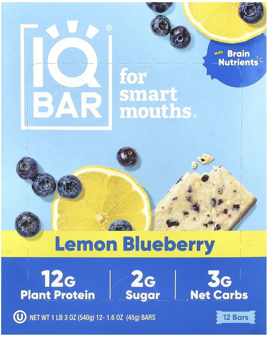 지금 곧 품절됩니다 IQBAR 플랜트 프로틴바 레몬 블루베리 바 12개 각 45g(1.6oz) 서둘러주시면 감사하겠습니다, IQBAR플랜트프로틴바레몬블루베리바12개각45g16oz, 45g - 쿠팡