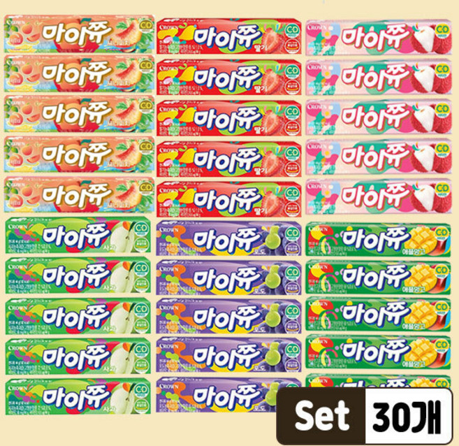 (스윗몬)크라운 마이쮸 스틱 6종x각5개(총30개) 맛랜덤발송