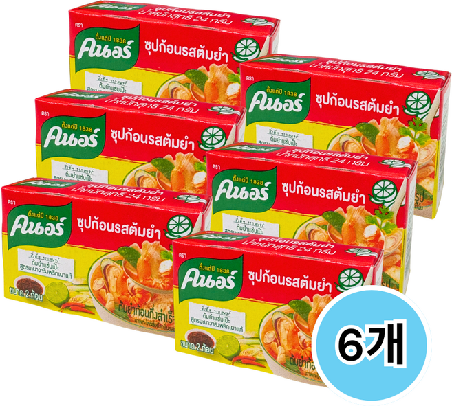 유니레버 태국 톰얌 큐브 소스 똠얌꿍, 20g, 6개