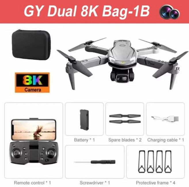 2026년형 레노버 드론 V88 8K 5G 프로페셔널 HD 듀얼 카메라 15000M 원격 제어 항공 촬영용 접이식 쿼드콥터, [05] Grey Dual 8K-1B