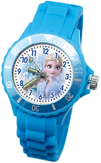 冰雪奇緣 繽紛兒童錶 優美艾莎(水藍) 兒童手錶 學習時間 轉圈趣味手錶