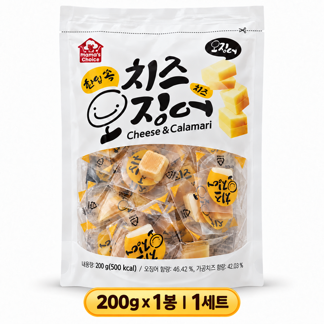 마마스초이스 한입쏙 치즈 오징어 큐브 개별포장 200g, 1세트