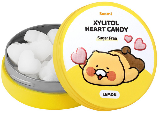 수오미 춘식이 자일리톨 하트 무설탕 캔디 레몬, 40g, 1개