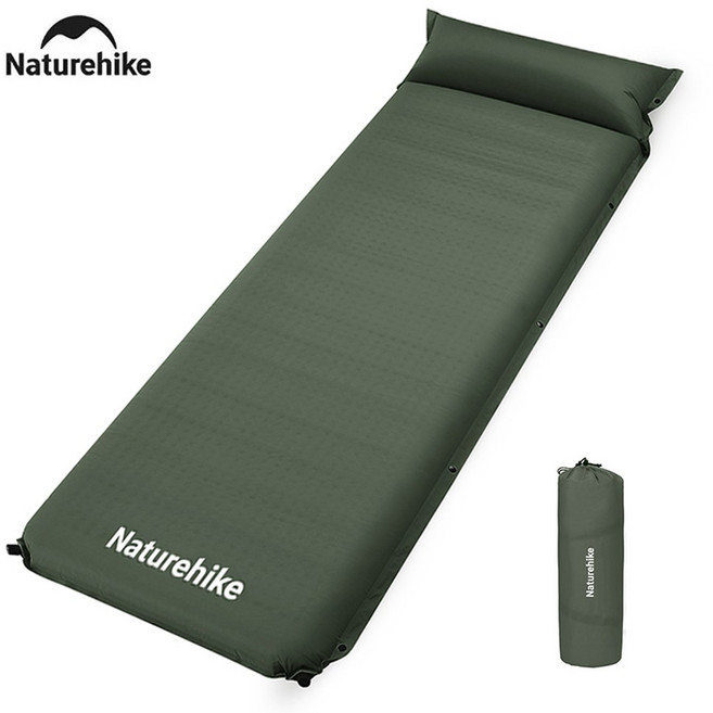 2025 새로운 캠핑 셀프 에어 매트리스 10CM THI EN SPLICABLE 더블 슬리핑 침대 접이식 하이킹 팽창, With Pillow 2