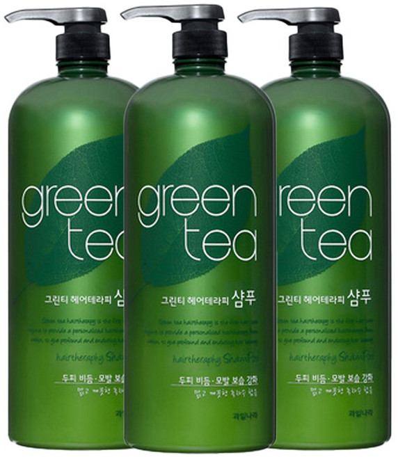 과일나라 그린티 헤어테라피 샴푸 1500g, 3개, 1.5L