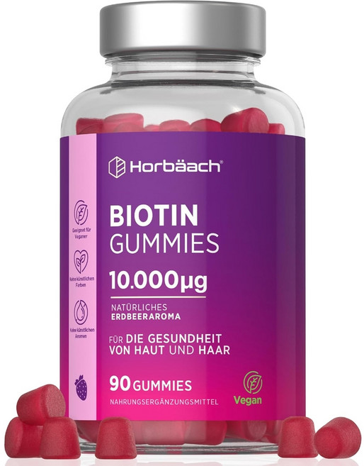 호르바흐 비오틴 비건 젤리 10000mcg 딸기맛 90개, 1개, 90정